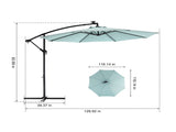 10ft Solar LED Offset Hanging Market Patio Umbrella W640140293