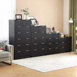 Black P2 Particle Board and Density Board Wavy Pattern Drawer Front Three-Level Four-Drawer Bedside 08161616