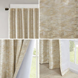 Jacquard Lined Total Blackout Rod Pocket/Back Tab Curtain Panel B03599768