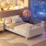 Twin Size Wood Platform Bed for Kids, Wood Low Profile Twin Bed with Rails for Girls and Boys, W2593P190148
