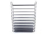 Simple Assembly 10 Tiers Non-woven Fabric Shoe Rack with Handle Black 09118924