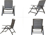 Folding Patio Chairs Set of 2, Aluminium Frame Reclining Sling Lawn Chairs with Adjustable High W1859109925