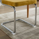 Mid Century Modern Dining Chairs Set of 2, Velvet Accent Chairs with Natural Cane Back & Stainless 97370969