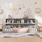 Versatile Floor Bed with Bookcase - Gray 75929097