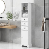 White Tall Bathroom Cabinet, Freestanding Storage Cabinet with 3 Drawers and Adjustable Shelf, MDF WF298152AAK