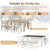 7-Piece Wooden Table Set Mutifunctional Extendable Table with 12" Leaf and 2 Drawers, 6 38960421