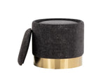 Contemporary Nesting Ottoman Set in Gold Metal and Black Fabric B202P223730