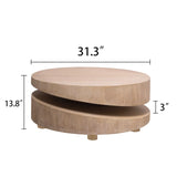 Modern Round Wood Coffee Table 31.3" Natural Finish Accent Table for Living Room W2729P270755