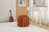 060-Chenille Fabric Modern Knot Design Ottoman Makeup Stool Footstool, Comfortable and Stylish Seat W527P239022
