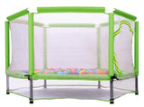 55'' Toddlers Trampoline with Safety Enclosure Net and Balls, Indoor Outdoor Mini Trampoline for 57649214