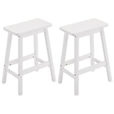 ZUN 2pcs Pine Wood Saddle Seat Bar Stool White 07638895