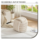 060-Chenille Fabric Modern Knot Design Ottoman Makeup Stool Footstool, Comfortable and Stylish Seat W527P239023
