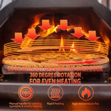 Silver Pizza Oven Outdoor 12" Semi-Automatic Rotatable Pizza Ovens Portable Stainless Steel Wood W2196134341