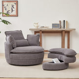 38"W Oversized Swivel Chair with moon storage ottoman for Living Room, Modern Accent Round Loveseat W834P150053