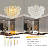 23.6-Inch Gold Pendant Light Chandelier with Threaded Clear Glass Globe Shade Adjustable Height, W1340P251916