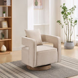 29.1"W Swivel Accent Open Back Chair Modern Comfy Sofa Chair With Weathered Base For Nursery Bedroom W1298P192481