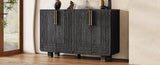 TREXM 54" Retro Buffet Cabinet with Storage, 4-Door Vintage Fluted Sideboard Cabinet with Adjustable N715P289209B