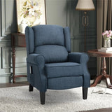 ZUN Dark Blue Massage Recliner Chair. Wingback Single Sofa with Vibration Massage, Heat, Push Back 34870633