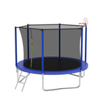 ZUN 10FT Trampoline for Kids, Basketball Hoop and Ladder, Outdoor Kids Trampoline with Safety K1163P147163