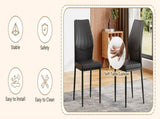 Set of 3 Black Dining Chairs, 37 inches High Ergonomic PU Backrest, Combines Comfort and W1151P442911