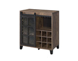 Rustic Oak and Black Wine Cabinet with Door B062P191067