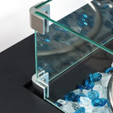 Wicker Fire Pit Column with Glass Wind Guard W853120911