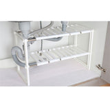 ZUN Classic Korean-style Stainless Steel Multi-functional Kitchen Sink Rack White 74252898