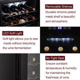 ZUN JC-48 115V 85W 1.7cu.ft/49l Electronic Wine Cabinet Cold Rolled Sheet Transparent Glass Door / 72158595