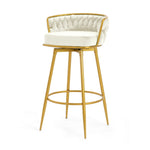 ZUN Swivel Counter Height Bar Stools Set of 2,31.5"Bar Height Stools with Hand-Woven Backrest & Gold N762P216979A