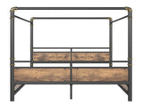 Queen Size Metal Canopy Bed, Upgraded Round-Pipe Metal Bed Frame, Industrial Modern Design, Black W5316P512581