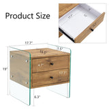 ZUN Double-drawer bedside table. The board surface is MDF sticker, and both sides are transparent W1151P191737