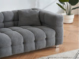 Grey teddy fleece sofa 80 inch discharge in living room bedroom with two throw pillows hardware foot W1278141700