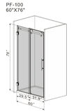 ZUN Frameless Sliding Glass Shower Doors 60" Width x 76"Height with 3/8" Clear Tempered Glass, W1675113148