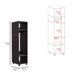 Cluster 63" Tall Wardrove with Mirror, Three Shelves, Casters and Hanging Rod, Armoire, Bedroom B070P210735