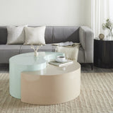 ZUN Ying Yang Modern & Contemporary Style 2PC Coffee Table Made with Iron Sheet Frame in Mint & Taupe B009140740