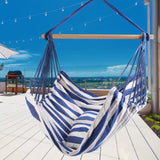 Hammock Hanging Canvas Porch Patio Swing Seat Portable Camping Rope Seat Wooden Stick Hammock 85262988