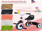 Toddler Tricycle with Rainbow LED Wheels, Foldable 3-in-1 Balance Bike with Carbon Steel Frame, 08127075
