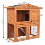 ZUN 40" Triangle Roof Waterproof Wooden Rabbit Hutch A-Frame Pet Cage Wood Small House Chicken Coop Natu 46986252