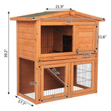 ZUN 40" Triangle Roof Waterproof Wooden Rabbit Hutch A-Frame Pet Cage Wood Small House Chicken Coop Natu 46986252