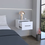 Floating Nightstand, Space-Saving Design with Handy Drawer and Surface, White B097P163089