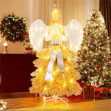 5.2ft Pre-Lit Angel Christmas Tree - 150 Warm White LEDs, Golden/White Design with Angel Figure & 65481508