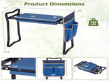 Blue 2-in-1 Garden Folding Stool Kneeler, 300LBS Capacity & Built-in Tool Pouch, Comfortable EVA 91592986