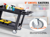 Functional Service Trolley, Dual-Shelf 550LBS Robust Plastic Mobile Utility Cart with 360&deg 66678385