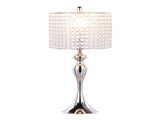 27" Contemporary Metal Table Lamp in Polished with Round Clear K9 Crystal Beads and Polished B202P224095