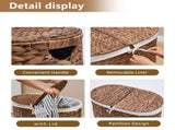 Oval Laundry Hamper with Lid, Woven Natural Water Hyacinth Laundry Hamper 03967085