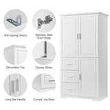 ZUN Tall and Wide Storage Cabinet with Doors for Bathroom/Office, Three Drawers, White WF299285AAK