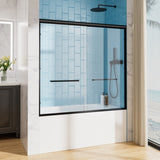 60" W x 57" H Aluminum Frame Double Sliding Shower Door, Soft-Close Matte Black Bathtub Door, 1/4" W3377P308205