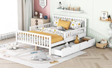 Full Size Wood Platform Bed with Guardrails on Both Sides and Two Storage Drawers ,White N733P172700K