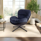 360&deg Swivel Office Chair, Modern Chenille Chair with Faux Leather and Black Metal Base Frame, No N817P205024B