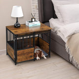 ZUN Dog Crate Furniture with Cushion for Large Medium Dogs, Wooden Heavy Duty Dog Kennel with Double 26534550